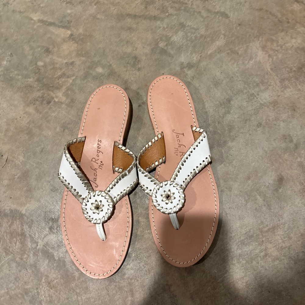 Jack Rogers White and Tan Sandals